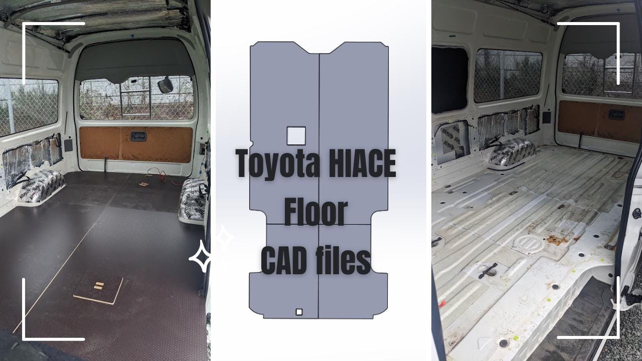 Toyota Hiace H200 - 2004-2019, Wide body, Long wheelbase - floor .dxf file for CNC